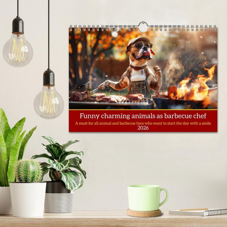 Produktbild: Funny charming animals as barbecue chef (Wall Calendar 2026 DIN A4 landscape), CALVENDO 12 Month Wall Calendar
