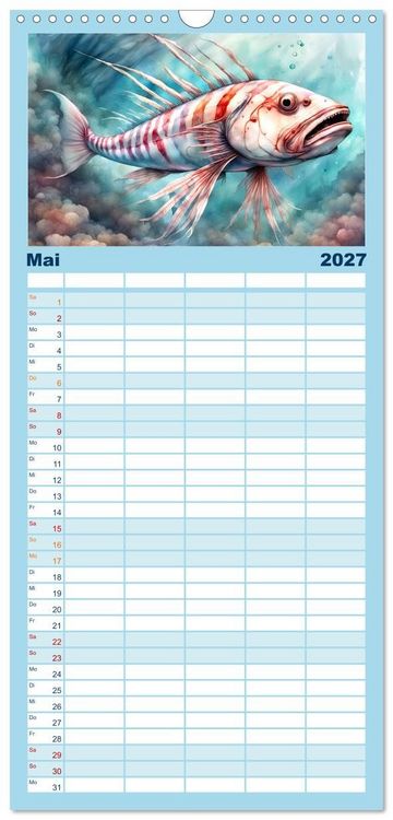 Produktbild: Familienplaner 2027 - Meereskreaturen - Lebendige Unterwasserwelt mit 5 Spalten (Wandkalender, 21 x 45 cm) CALVENDO
