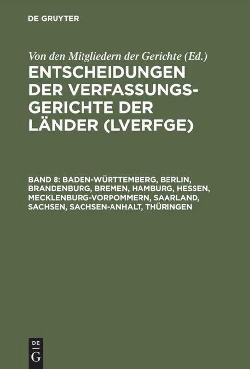 Produktbild: Baden-W&uuml;rttemberg, Berlin, Brandenburg, Bremen, Hamburg, Hessen, Mecklenburg-Vorpommern, Saarland, Sachsen, Sachsen-Anhalt, Th&uuml;ringen