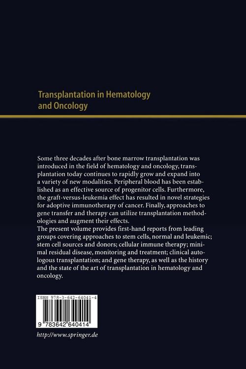Produktbild: Transplantation in Hematology and Oncology