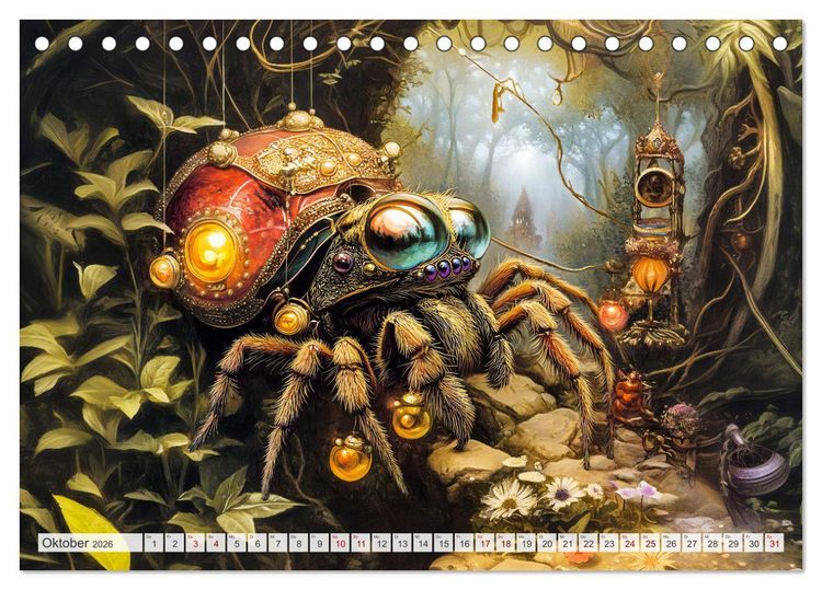 Produktbild: Magische Wesen im Zauberland - Fantasie-Tiere im Steampunk-Kalender (Tischkalender 2026 DIN A5 quer), CALVENDO Monatskalender