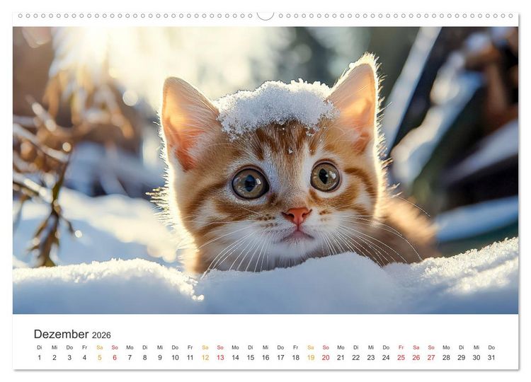 Produktbild: Katzen - Kalender f&uuml;r alle Miezenfans (Wandkalender 2026 DIN A2 quer), CALVENDO Monatskalender