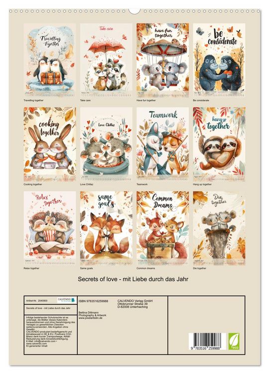 Produktbild: Secrets of love - mit Liebe durch das Jahr (hochwertiger Premium Wandkalender 2026 DIN A2 hoch), Kunstdruck in Hochglanz