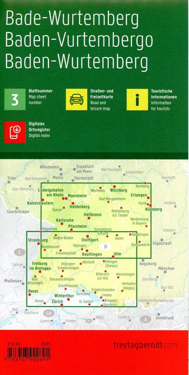 Produktbild: Freytag & berndt Stra&szlig;enkarte Baden-W&uuml;rttemberg 1:200.000