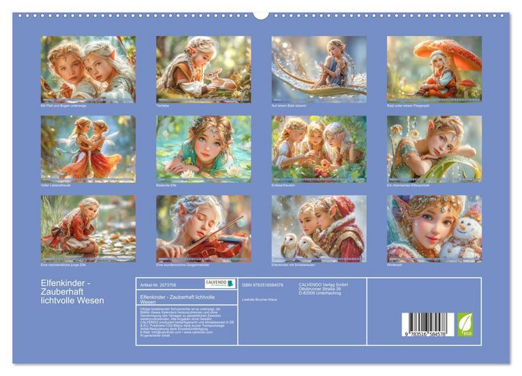Produktbild: Elfenkinder - Zauberhaft lichtvolle Wesen (hochwertiger Premium Wandkalender 2026 DIN A2 quer), Kunstdruck in Hochglanz