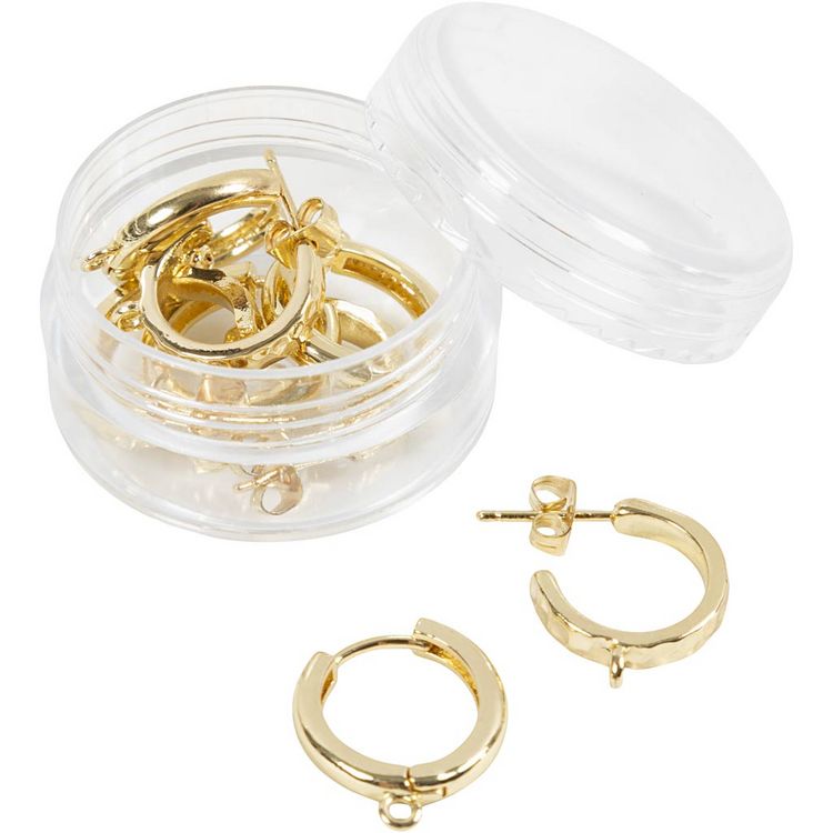 Produktbild: Creativ Company Creolen-Ohrringe, D 15 mm, Dicke 3 mm, vergoldet, 2x2 Paar
