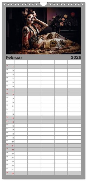 Produktbild: Familienplaner 2026 - Festliche Dia de Muertos Portr&auml;ts mit 5 Spalten (Wandkalender, 21 x 45 cm) CALVENDO