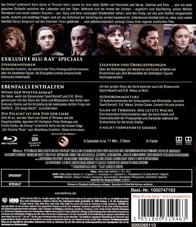 Game of Thrones - Staffel 8 [3 BRs]