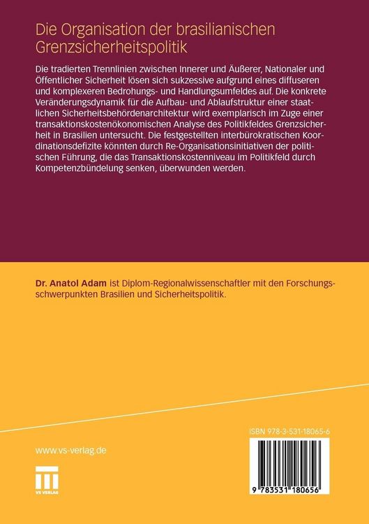 Produktbild: Die Organisation der brasilianischen Grenzsicherheitspolitik