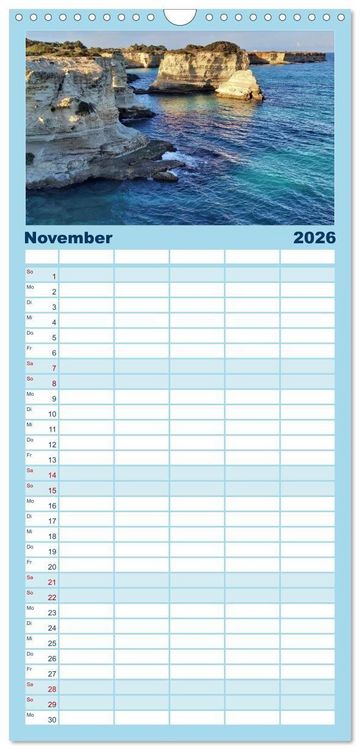 Produktbild: Familienplaner 2026 - Apulien ... der S&uuml;den Italiens mit 5 Spalten (Wandkalender, 21 x 45 cm) CALVENDO