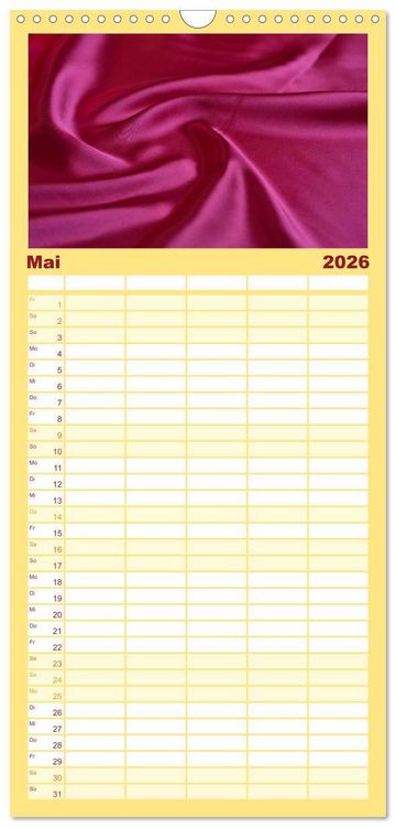 Produktbild: Familienplaner 2026 - Foto- und Bastelkalender Satin - Stilvoll zum Selbstgestalten mit 5 Spalten (Wandkalender, 21 x 45 cm) CALVENDO