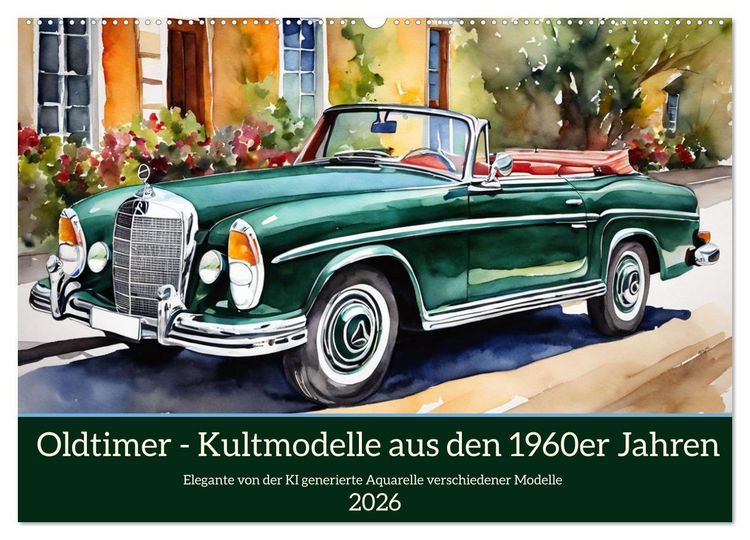 Produktbild: Oldtimer - Kultmodelle aus den 1960er Jahren (Wandkalender 2026 DIN A2 quer), CALVENDO Monatskalender