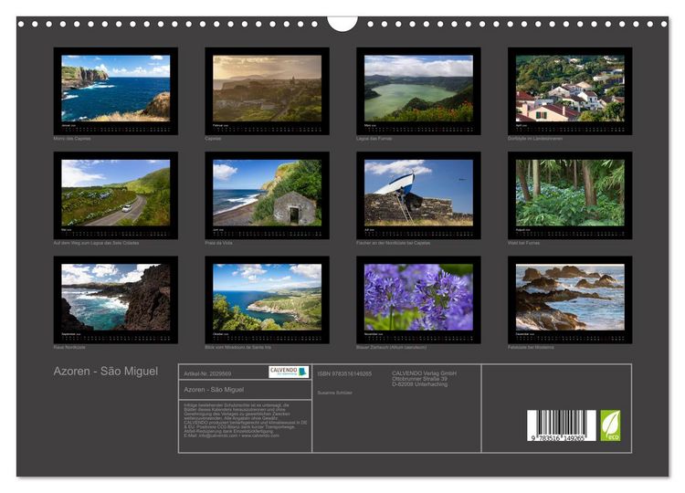 Produktbild: Azoren - S&atilde;o Miguel (Wandkalender 2026 DIN A3 quer), CALVENDO Monatskalender