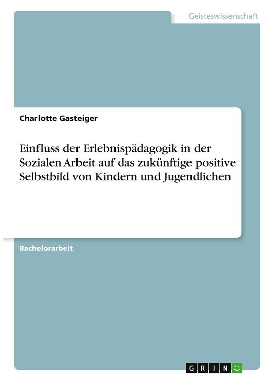 Produktbild: Einfluss der Erlebnisp&auml;dagogik in der Sozialen Arbeit auf das zuk&uuml;nftige positive Selbstbild von Kindern und Jugendlichen