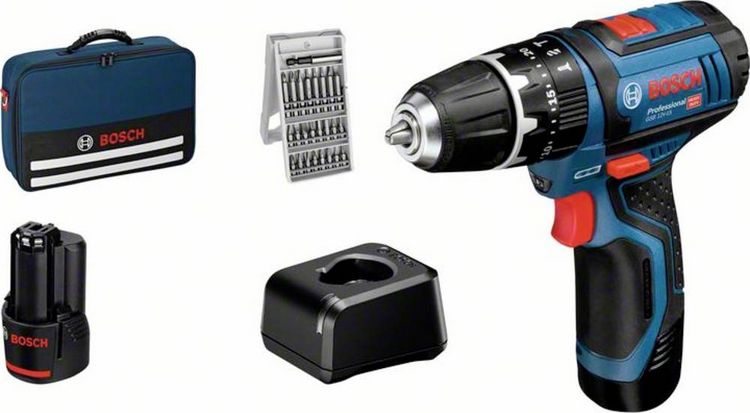 Produktbild: Bosch Professional GSB 12V-15 -Akku-Schlagbohrmaschine inkl. 2. Akku
