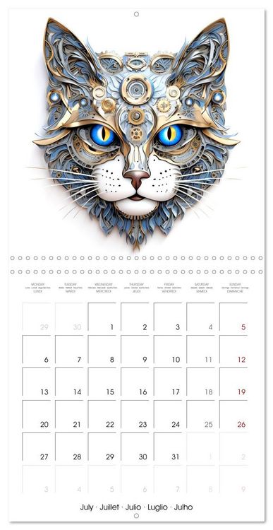 Produktbild: F&eacute;lins Steampunk (Calendrier mural carr&eacute; 2026 30x30 cm) Calendrier double avec une page pour vos prises de notes