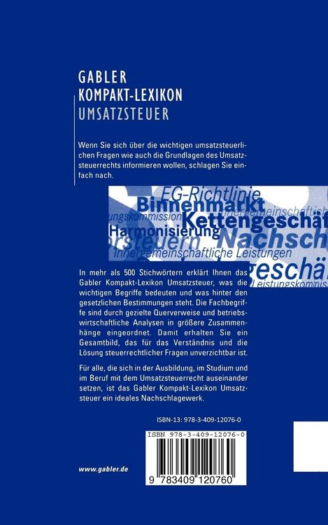 Produktbild: Gabler Kompakt-Lexikon Umsatzsteuer