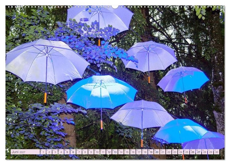 Produktbild: Schirme. Lichtinstallation Idee und Ausf&uuml;hrung des K&uuml;nstler Thomas Mogendorf (hochwertiger Premium Wandkalender 2027 DIN A2 quer), Kunstdruck in Hochglanz