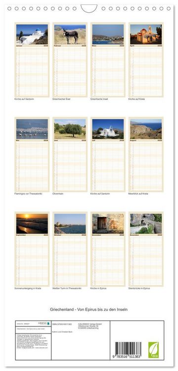 Produktbild: Familienplaner 2026 - Griechenland - Von Epirus bis zu den Inseln mit 5 Spalten (Wandkalender, 21 x 45 cm) CALVENDO