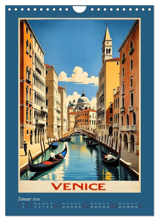 Produktbild: City Travel Poster - nostalgische St&auml;dtereise um die Welt (Wandkalender 2026 DIN A4 hoch), CALVENDO Monatskalender