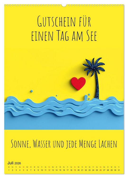 Produktbild: Gutscheinkalender - Gutschein Karten als Geschenk der Liebe (hochwertiger Premium Wandkalender 2026 DIN A2 hoch), Kunstdruck in Hochglanz