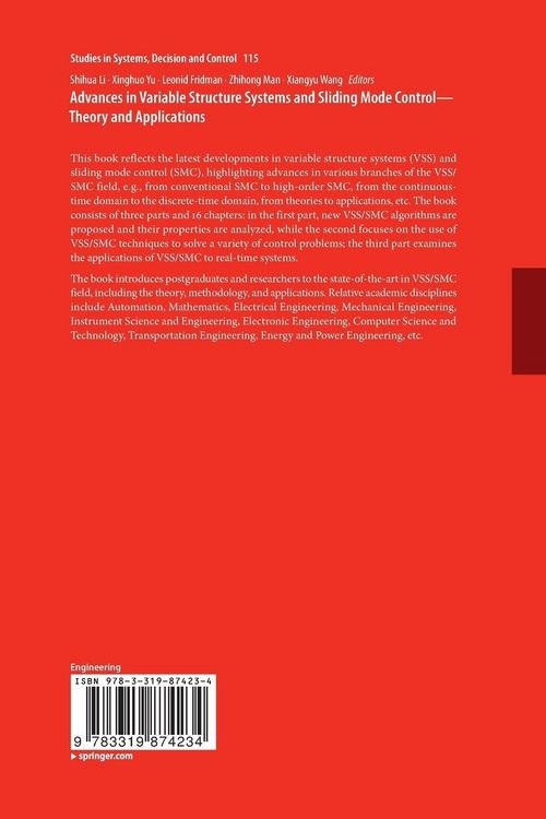 Produktbild: Advances in Variable Structure Systems and Sliding Mode Control&mdash;Theory and Applications