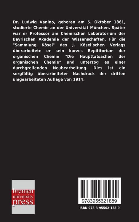 Produktbild: Die Haupttatsachen der organischen Chemie