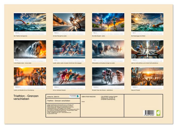 Produktbild: Triathlon - Grenzen verschieben (Wandkalender 2026 DIN A2 quer), CALVENDO Monatskalender