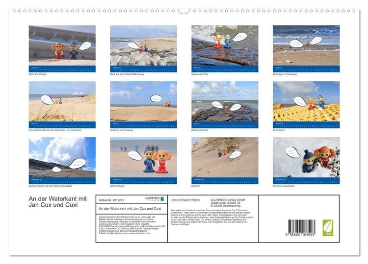 Produktbild: An der Waterkant mit Jan Cux und Cuxi (hochwertiger Premium Wandkalender 2026 DIN A2 quer), Kunstdruck in Hochglanz