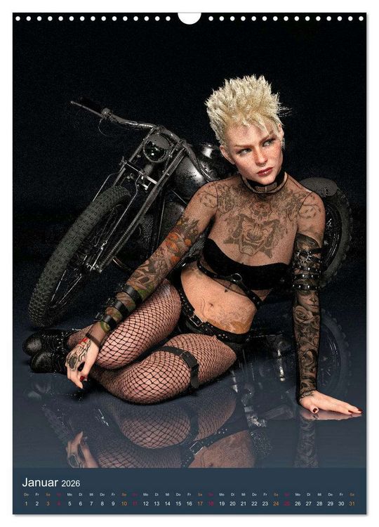 Produktbild: Tattooed Girls and Bikes (Wandkalender 2026 DIN A3 hoch), CALVENDO Monatskalender