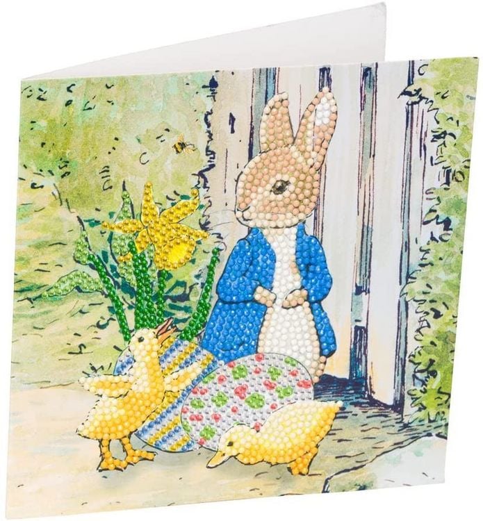 Produktbild: Craft Buddy CCK-PRBT04 - Crystal Art Cards, Peter Rabbit, Peter Hase und K&uuml;ken, 18x18 cm, Diamond Painting, Kunstkarte