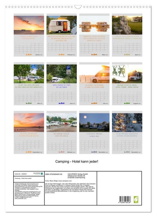 Produktbild: Camping - Hotel kann jeder! (Wandkalender 2027 DIN A2 hoch), CALVENDO Monatskalender
