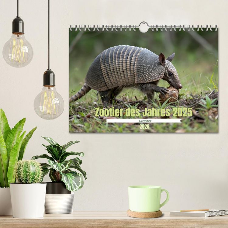 Produktbild: Zootier des Jahres 2025 - G&uuml;rteltier (Wandkalender 2026 DIN A4 quer), CALVENDO Monatskalender