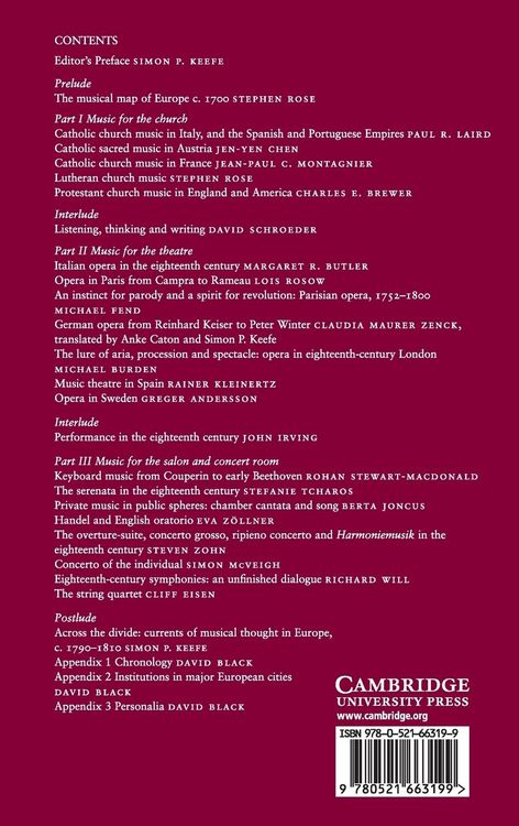 Produktbild: The Cambridge History of Eighteenth-Century Music