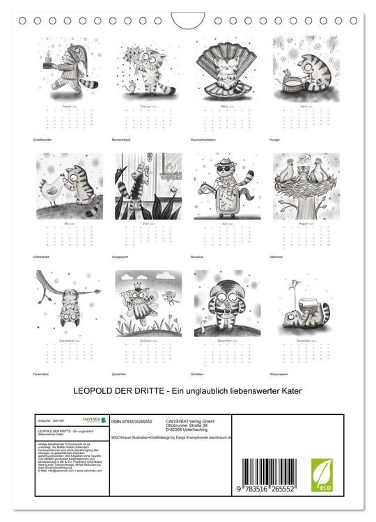 Produktbild: LEOPOLD DER DRITTE - Ein unglaublich liebenswerter Kater (Wandkalender 2026 DIN A4 hoch), CALVENDO Monatskalender
