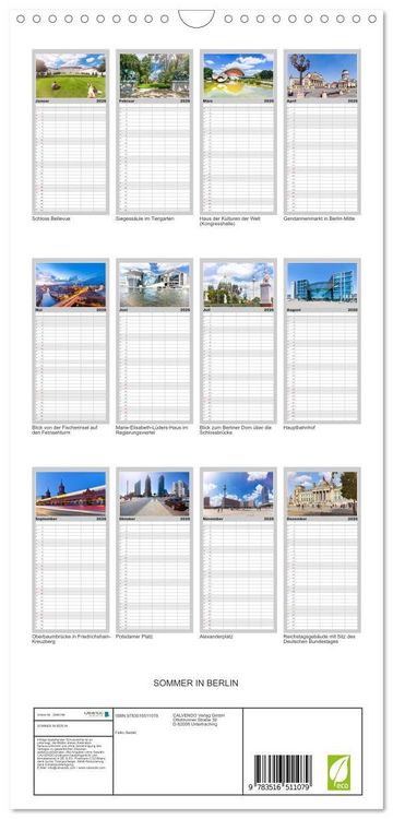 Produktbild: Familienplaner 2026 - SOMMER IN BERLIN mit 5 Spalten (Wandkalender, 21 x 45 cm) CALVENDO