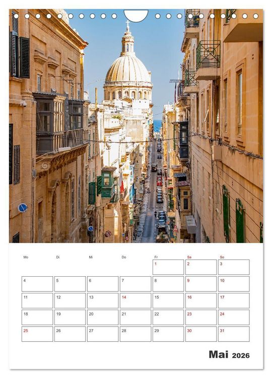 Produktbild: Valletta - K&uuml;stenstadt mit Charme (Wandkalender 2026 DIN A4 hoch), CALVENDO Monatskalender