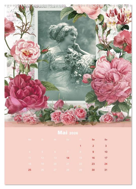Produktbild: Rosencollagen mit Rosen von Pierre-Joseph Redout&eacute; (Wandkalender 2026 DIN A2 hoch), CALVENDO Monatskalender
