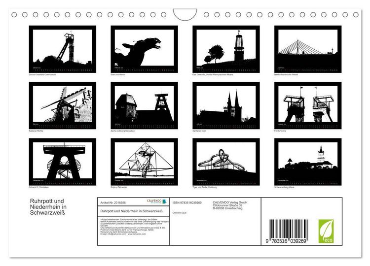 Produktbild: Ruhrpott und Niederrhein in Schwarzwei&szlig; (Wandkalender 2026 DIN A4 quer), CALVENDO Monatskalender