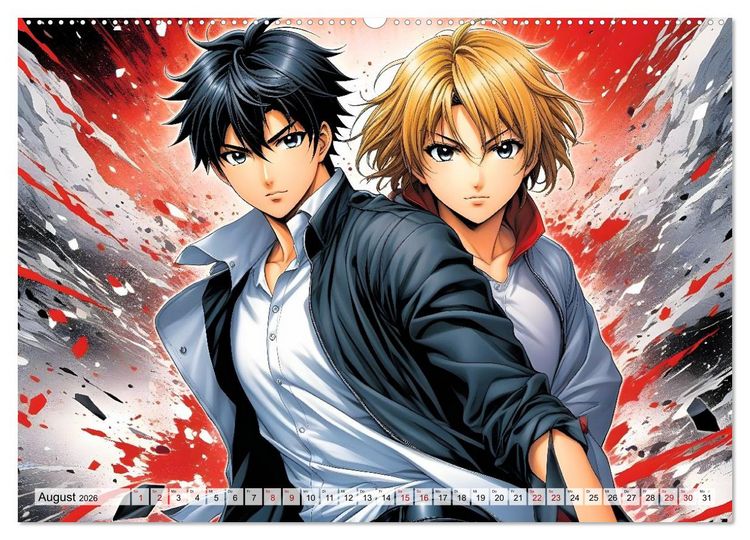 Produktbild: Manga Action Heroes (hochwertiger Premium Wandkalender 2026 DIN A2 quer), Kunstdruck in Hochglanz