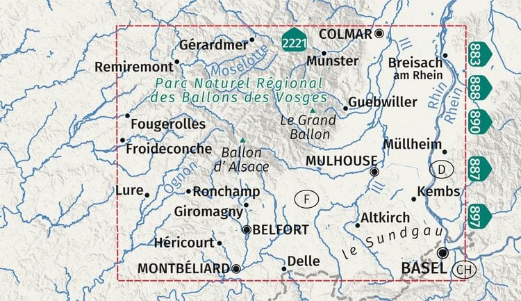 Produktbild: KOMPASS Wanderkarten-Set 2222 Elsass, Vogesen S&uuml;d / Alsace, Vosges du Sud, Colmar, M&uuml;lhausen / Mulhouse (2 Karten) 1:50.000