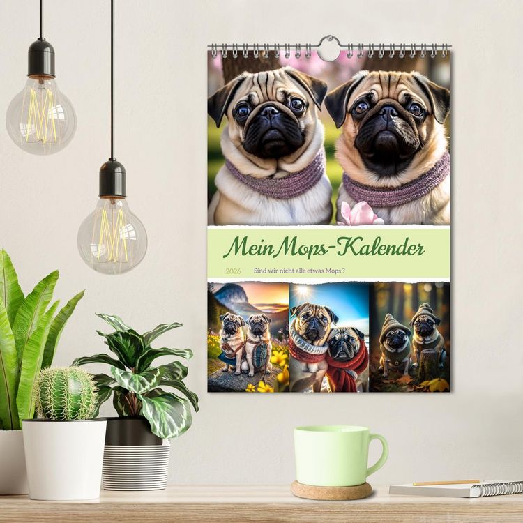 Produktbild: Mein Mops-Kalender (Wandkalender 2026 DIN A4 hoch), CALVENDO Monatskalender