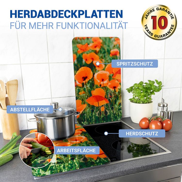 Produktbild: Herdabdeckplatte Universal Mod. Mohnfeld, 2er Set, f&uuml;r alle Herdarten geeignet