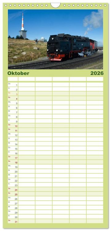 Produktbild: Familienplaner 2026 - Schmalspurbahnen in Sachsen Anhalt mit 5 Spalten (Wandkalender, 21 x 45 cm) CALVENDO