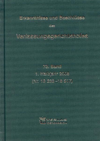 Produktbild: Erkenntnisse und Beschl&uuml;sse des Verfassungsgerichtshofes