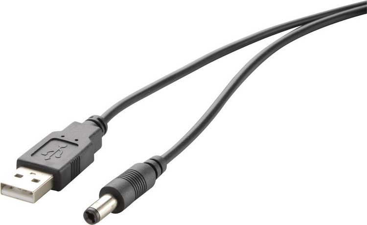 Produktbild: Renkforce USB-Stromkabel USB 2.0 USB-A Stecker, DC Stecker 3,5 mm 1.00 m Schwarz vergoldete Steckkontakte RF-4079667