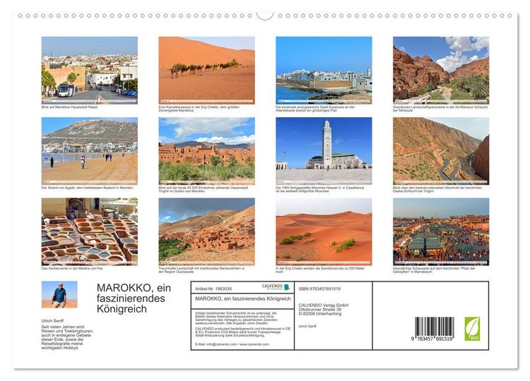 Produktbild: MAROKKO, ein faszinierendes K&ouml;nigreich (hochwertiger Premium Wandkalender 2026 DIN A2 quer), Kunstdruck in Hochglanz