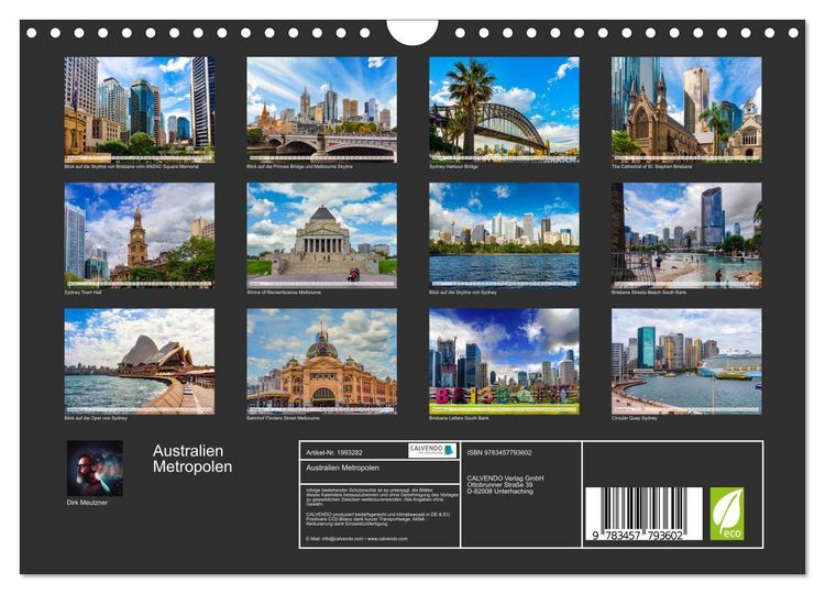 Produktbild: Australien Metropolen (Wandkalender 2026 DIN A4 quer), CALVENDO Monatskalender