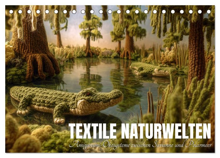 Produktbild: Textile Naturwelten. Amigurumi-&Ouml;kosysteme zZwischen Polarmeer und Savanne (Tischkalender 2027 DIN A5 quer), CALVENDO Monatskalender