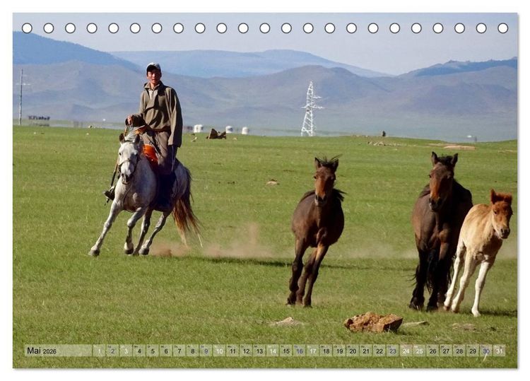 Produktbild: Pferde und Reiter der Mongolei (Tischkalender 2026 DIN A5 quer), CALVENDO Monatskalender